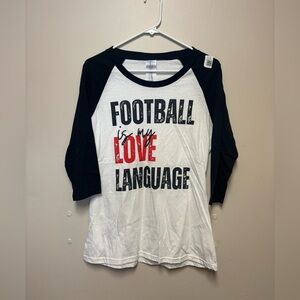 Gildan Black and White Football Love Raglan Tee
